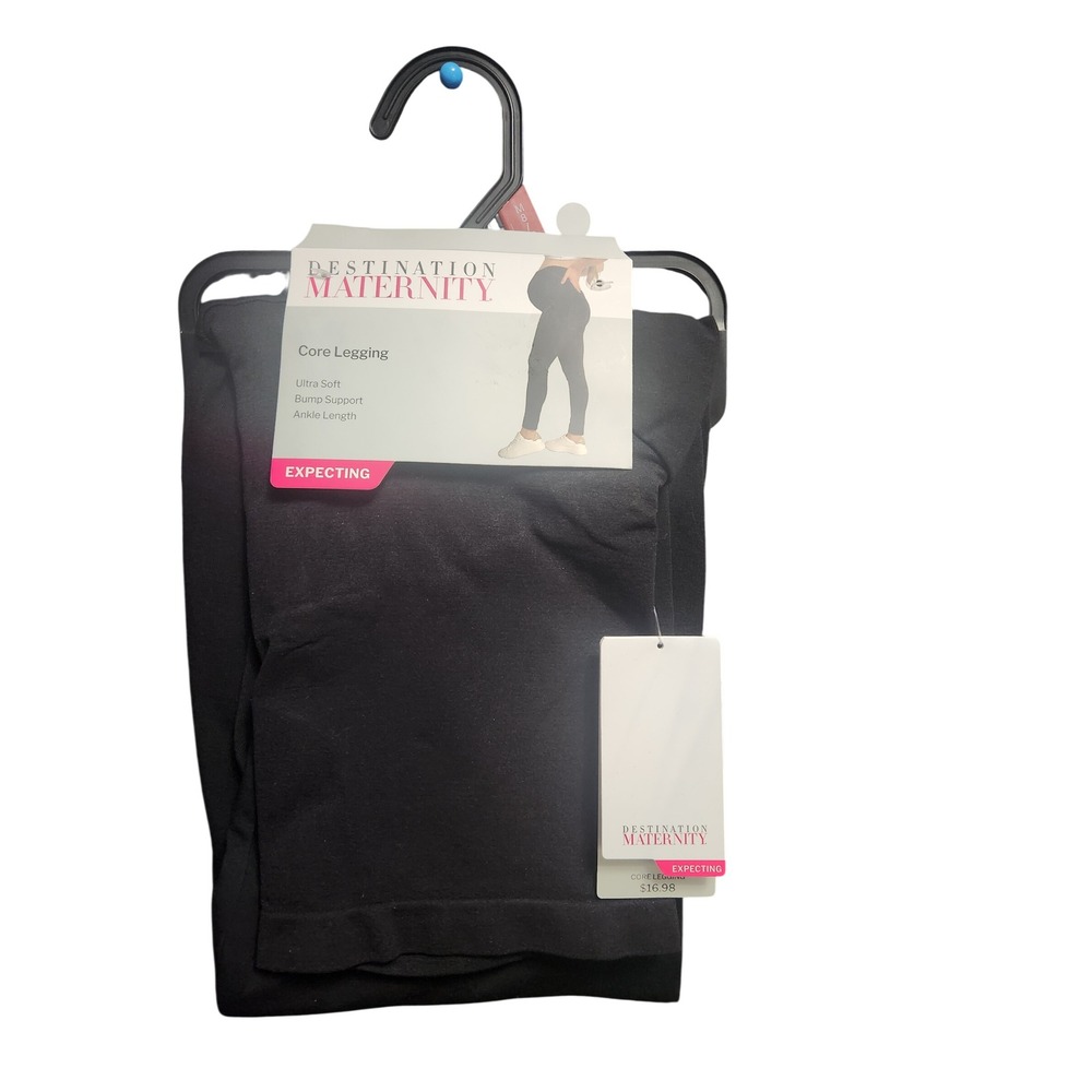 Medium Destination Maternity Core Legging Black Bump‎ Support Ankle Length NWT